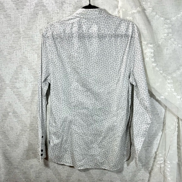 John Varvatos Star USA floral white and grey collared button up size M - Picture 6 of 11